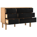 vidaXL Fiókos szekrény OTTA Fekete 111 x 43 x 73,5 cm Tömör Fenyőfa