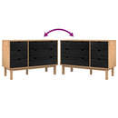 vidaXL Fiókos szekrény OTTA Fekete 111 x 43 x 73,5 cm Tömör Fenyőfa