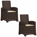 vidaXL Dönthető kertiszék rattan hatású 2 pcs Barna és Krém színű PP