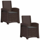 vidaXL Dönthető kertiszék rattan hatású 2 pcs Barna és Antracitszürke