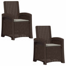 vidaXL Dönthető kertiszék rattan hatású 2 pcs Barna és Világosszürke