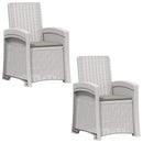 vidaXL Dönthető kertiszék rattan hatású 2 pcs Fehér és Világosszürke