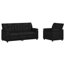 vidaXL Kanapé Szett 2 pcs Fekete Műbőr