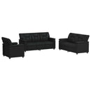 vidaXL Kanapé Szett 3 pcs Fekete Műbőr