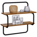 vidaXL 2-szintes fali polc Antik Fa 80 x 24,5 x 61 cm Szerelt Fa