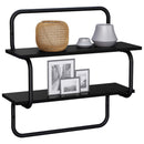 vidaXL 2 szintes fali polc Fekete Tölgy 60 x 24,5 x 61 cm Szerelt Fa