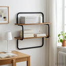 vidaXL 2 szintes fali polc Antik Fa 60 x 24,5 x 61 cm Szerelt Fa