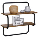 vidaXL 2 szintes fali polc Füstös Tölgy 40 x 24,5 x 61 cm Szerelt Fa