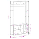 vidaXL Kabátállvány cipőpaddal Szürke Sonoma 100 x 32 x 180,5 cm
