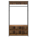 vidaXL Kabátállvány cipőpaddal Antik Fa 100 x 32 x 180,5 cm Szerelt Fa