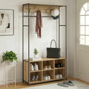 vidaXL Kabátállvány cipőpaddal Kézműves Tölgy 100 x 32 x 180,5 cm