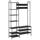 vidaXL Kabátállvány cipőpaddal Fekete Tölgy 120,5 x 34 x 190 cm