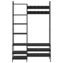 vidaXL Kabátállvány cipőpaddal Fekete Tölgy 120,5 x 34 x 190 cm