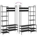 vidaXL Kabátállvány cipőpaddal Fekete Tölgy 120,5 x 34 x 190 cm