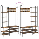 vidaXL Kabátállvány cipőpaddal Füstös Tölgy 120,5 x 34 x 190 cm