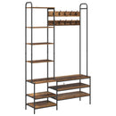 vidaXL Kabátállvány cipőpaddal Antik Fa 120,5 x 34 x 190 cm Szerelt Fa