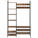 vidaXL Kabátállvány cipőpaddal Antik Fa 120,5 x 34 x 190 cm Szerelt Fa