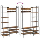 vidaXL Kabátállvány cipőpaddal Antik Fa 120,5 x 34 x 190 cm Szerelt Fa