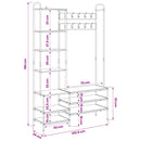 vidaXL Kabátállvány cipőpaddal Antik Fa 120,5 x 34 x 190 cm Szerelt Fa