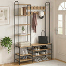 vidaXL Kabátállvány cipőpaddal Kézműves Tölgy 120,5 x 34 x 190 cm