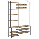 vidaXL Kabátállvány cipőpaddal Kézműves Tölgy 120,5 x 34 x 190 cm