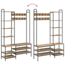 vidaXL Kabátállvány cipőpaddal Kézműves Tölgy 120,5 x 34 x 190 cm