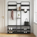 vidaXL Kabátállvány cipőpaddal Fekete Tölgy 143 x 30 x 199,5 cm