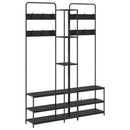 vidaXL Kabátállvány cipőpaddal Fekete Tölgy 143 x 30 x 199,5 cm