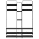vidaXL Kabátállvány cipőpaddal Fekete Tölgy 143 x 30 x 199,5 cm