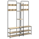vidaXL Kabátállvány cipőpaddal Sonoma Tölgy 143 x 30 x 199,5 cm