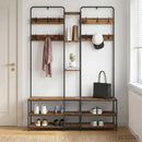 vidaXL Kabátállvány cipőpaddal Antik Fa 143 x 30 x 199,5 cm Szerelt Fa