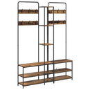 vidaXL Kabátállvány cipőpaddal Antik Fa 143 x 30 x 199,5 cm Szerelt Fa