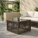 vidaXL Kerti Asztal Szürke és fekete 55 x 55 x 37 cm PE Rattan és Üveg