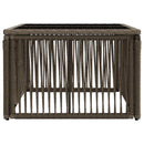 vidaXL Kerti Asztal Szürke és fekete 55 x 55 x 37 cm PE Rattan és Üveg