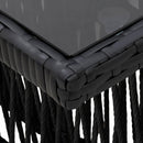 vidaXL Kerti Asztal Fekete 100 x 55 x 37 cm PE Rattan és Üveg