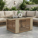 vidaXL Kerti Asztal Bézs 100 x 55 x 37 cm PE Rattan és Üveg