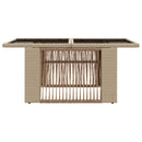 vidaXL Kerti Asztal Bézs 100 x 55 x 37 cm PE Rattan és Üveg