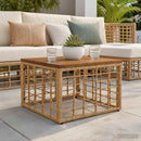 vidaXL Kerti Asztal Természetes 55 x 55 x 37 cm PE Rattan és Üveg