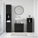 vidaXL Fürdőszobai Szekrény Szett 3 db Fekete Szerelt Fa