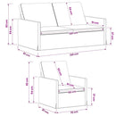 vidaXL Kanapé Szett 2 pcs Fehér Szövet