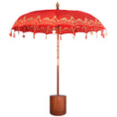 vidaXL Balinéz napernyő alappal 260 Piros és barna 220 x 220 x 295 cm