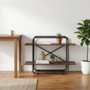 vidaXL Könyvespolc 2 szintes 100 x 35 x 70 cm PB Füstös Tölgy