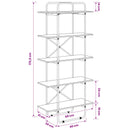 vidaXL Könyvespolc 5 szintes 60 x 35 x 175,5 cm PB Kézműves Tölgy