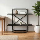 vidaXL Könyvespolc 2 szintes 60 x 35 x 70 cm PB Fekete Tölgy