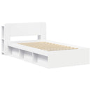 vidaXL Ágykeret tárolóval fejtámlával Fehér 90 x 190 cm Szerelt Fa