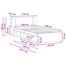 vidaXL Ágykeret tárolóval Füstös Tölgy 100 x 200 cm Szerelt Fa
