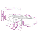 vidaXL Ágykeret tárolóval fejtámlával Fekete 90 x 200 cm Szerelt Fa