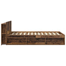 vidaXL Ágykeret tárolóval fejtámlával Antik Fa 120 x 200 cm Szerelt Fa