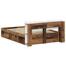 vidaXL Ágykeret tárolóval fejtámlával Antik Fa 135 x 190 cm Szerelt Fa