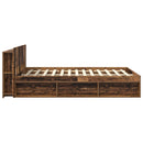 vidaXL Ágykeret tárolóval fejtámlával Antik Fa 135 x 190 cm Szerelt Fa